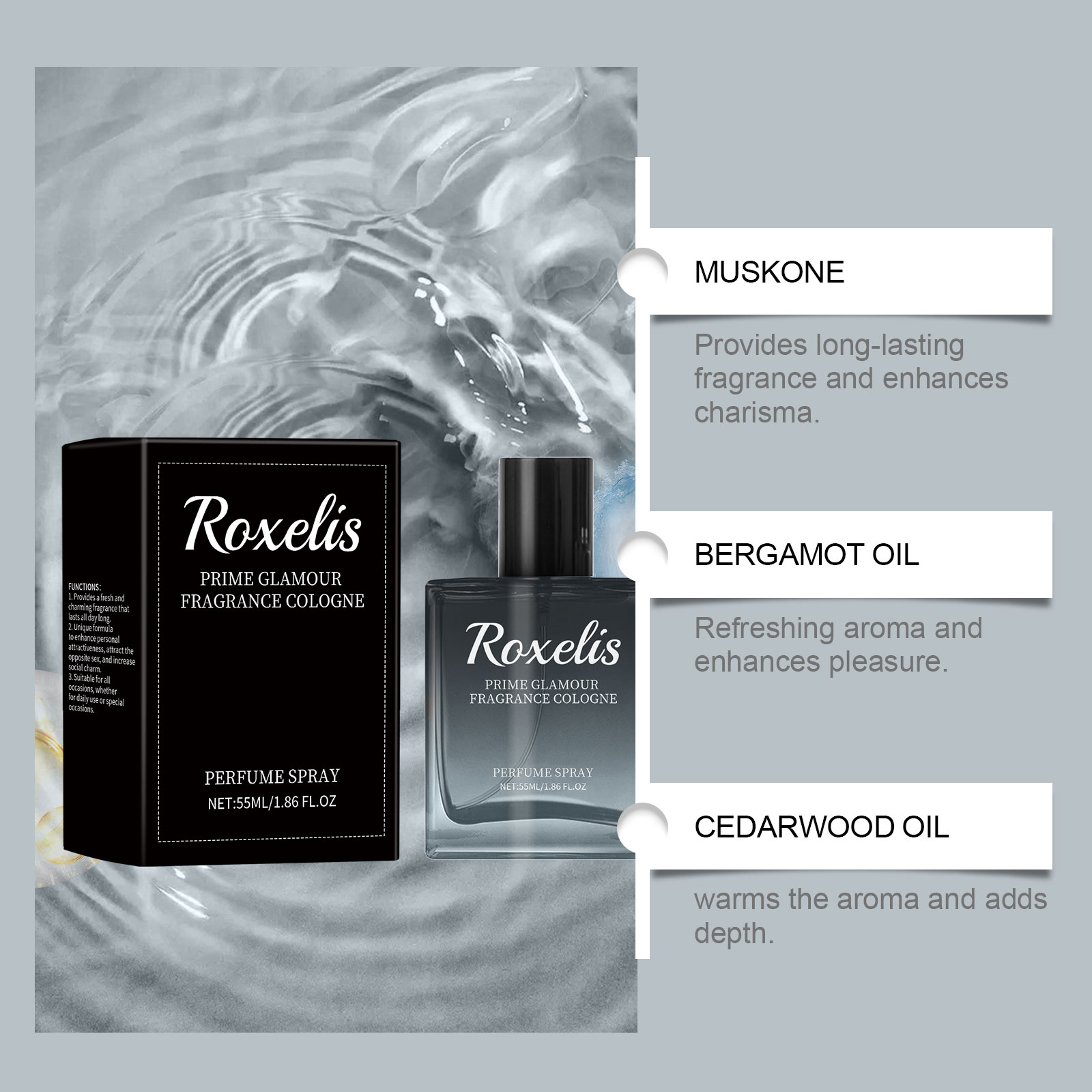 ROXELIS 55ml Men's Cologne Lig - Perfume Fragrance Blue recensione e prezzo